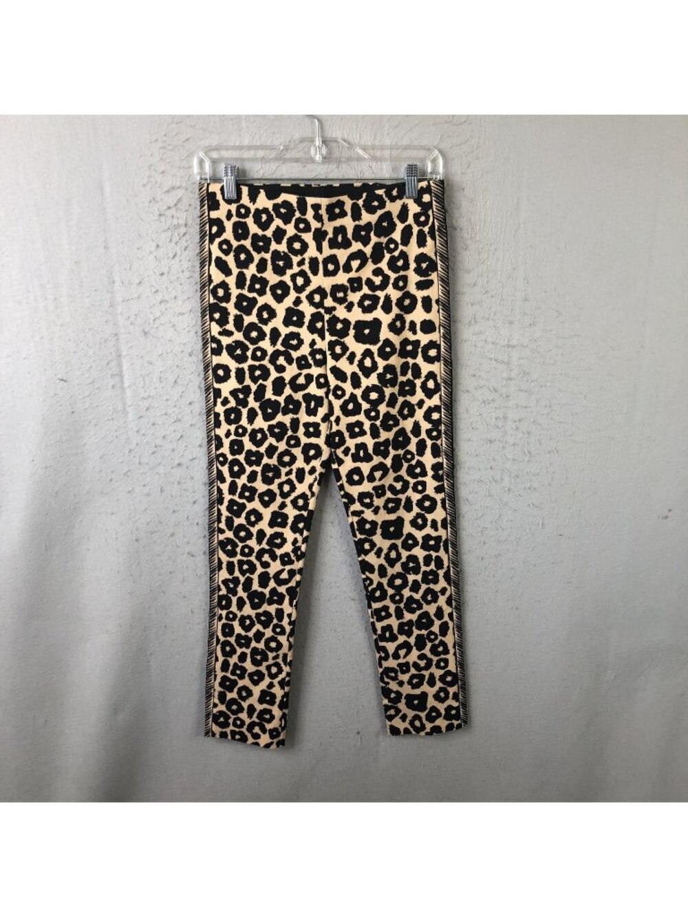 Gretchen Scott Pants Womens Small Beige Leopard Ponte Ankle Pull On Stretch